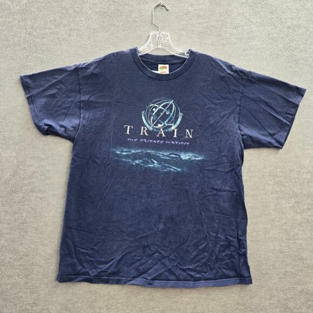 VINTAGE Train Men Shirt XL Blue My Private Nation Tour 2004 Concert Tee